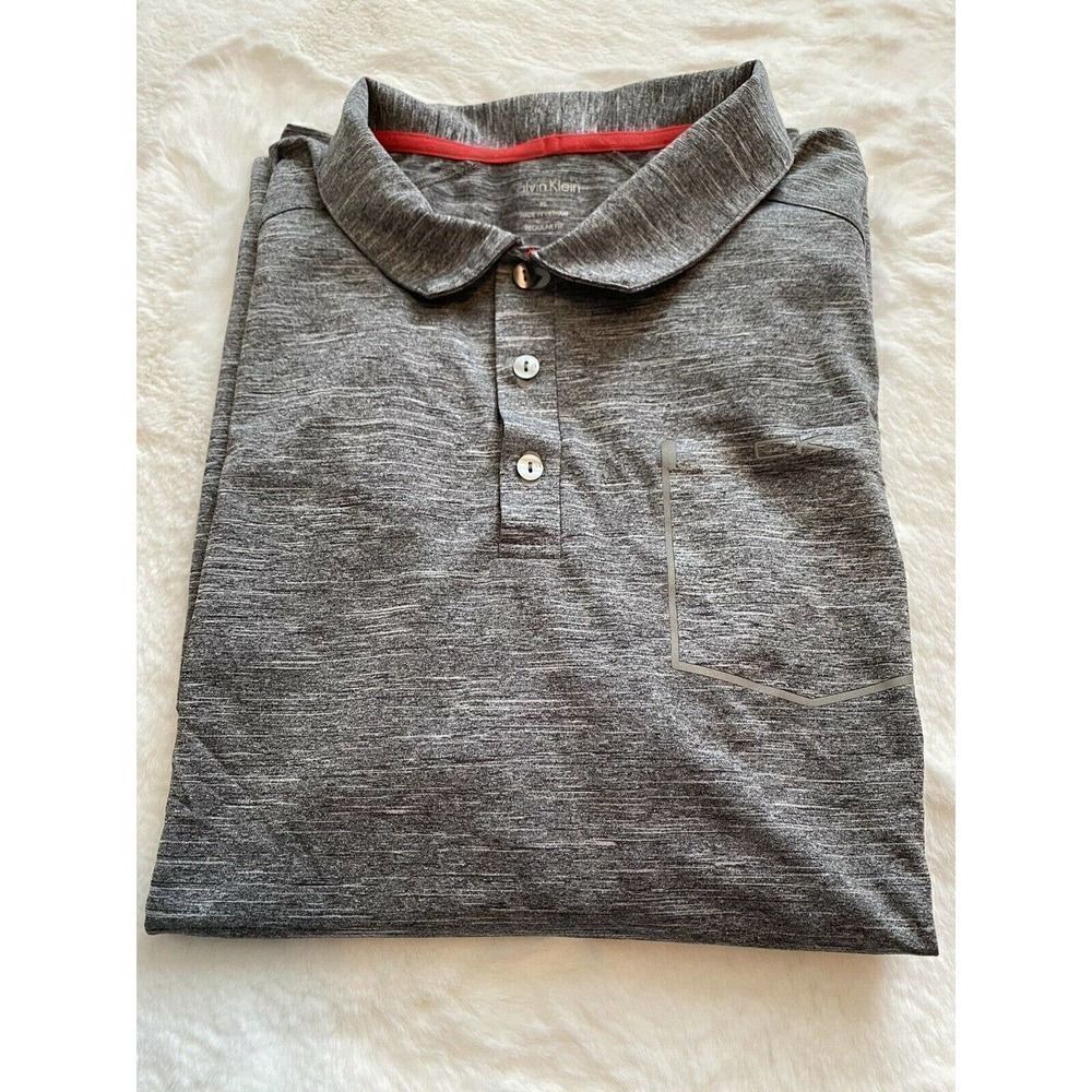 Calvin‎ Klein Mens XL Polo Shirt Gray Short Sleeve